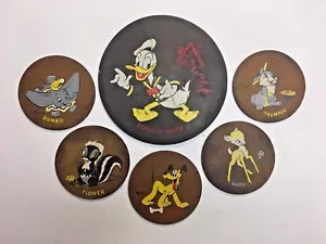 Vintage Vintage Disney Spanplatte Untersetzer Set Klopfer Dumbo Blume Pluto Bambi - Bild 1 von 8