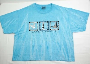  Crop Top T-Shirt Gr. Large L Guave Beach Blau Möwen Leuchthaus USA - Bild 1 von 6