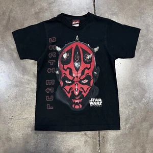Vintage Star Wars T Shirt Youth Small Black Episode 1 Darth Maul Movie Film 90s - Picture 1 of 6