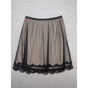 Worthington Black Lace Skirt Polka Dot Lined 18 Whimisgoth Fairycore Grunge - Picture 1 of 8