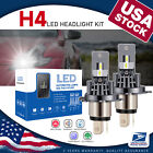 H4 Led Headlight Super Bright Bulbs Kit White 6000K 10000Lm High Low Beam W/ Fan