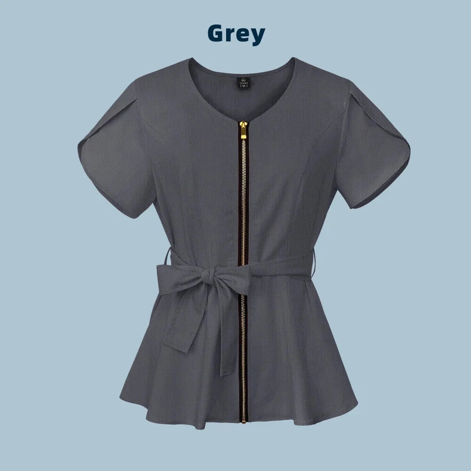 Clinic Scrub Tops for Women Operating Room Scrubs Medical Uniform Short Sleeves - Image 1 of 4