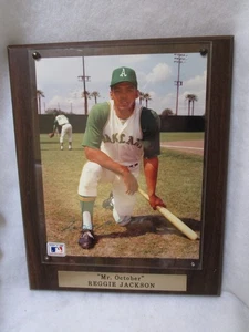 Reggie Jackson Mr. October, Stacks of Plaques Pic  & Autograph Oakland A's 1988 - Picture 1 of 20