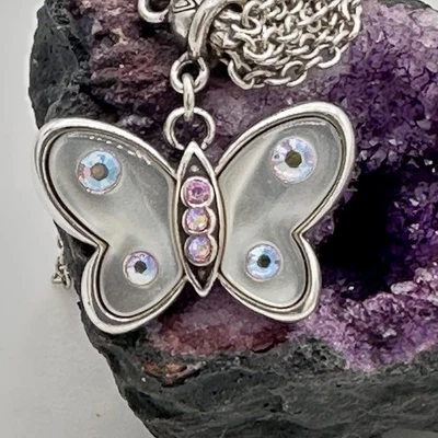 "Brazalete Brighton Butterfly Charm plateado cristal rosa nacarado 7,25""" Foto 1 de 4