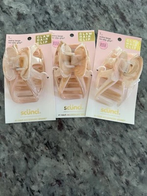Scunci No Slip Grip X Large Pink Tort Claw Hair Clip 3 Pack - Image 1 of 2