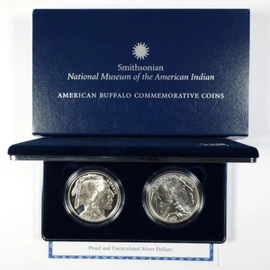 2001-P+D American Buffalo 2-Coin Silver Commemorative Dollar Set OGP 31090 - Picture 1 of 6