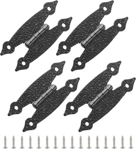 4 Pcs Black Flush H-Hinges, Cold Rolled Steel Flat Hinges for Cabinet  - Picture 1 of 9