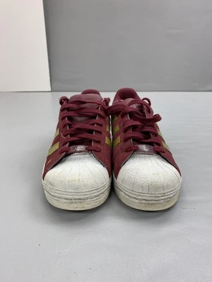 Adidas Superstar Shoes Womens Size 9.5 Burgundy Maroon Gold Shell Toe FZ2119 - Image 1 of 4