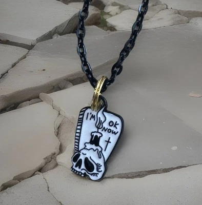16” Black Chain I’m Ok Now Goth Necklace  - Image 1 of 4