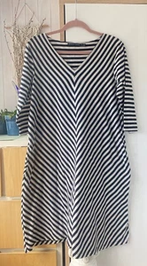 Women's Gudrun Sjoden Sjöden Dress Tunic Striped Size M Organic cotton Pockets - Picture 1 of 11