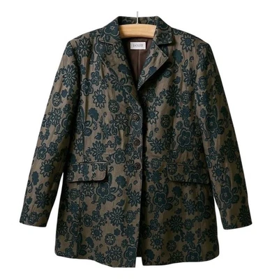 Chaqueta para mujer Basler floral brocado negra marrón talla 42 longitud media tres botones Foto 1 de 4