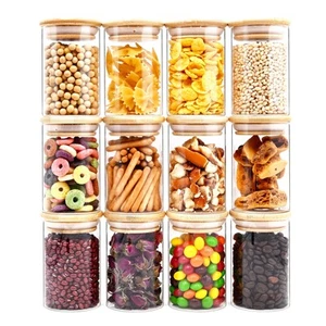 6oz Glass Food Storage Jars, Glass Jars with Bamboo Lids, Kitchen Storage Jar... - Picture 1 of 7