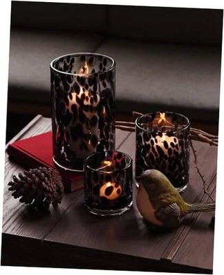  Juego de candelabros de vidrio Hurricane, juego de mesa de 3 transparentes con tortuga negra Foto 1 de 4