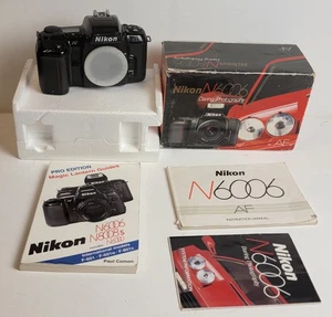 Nikon N6006 AF 35mm SLR Film Camera Body w/ Box Manuals and extra book - Picture 1 of 3
