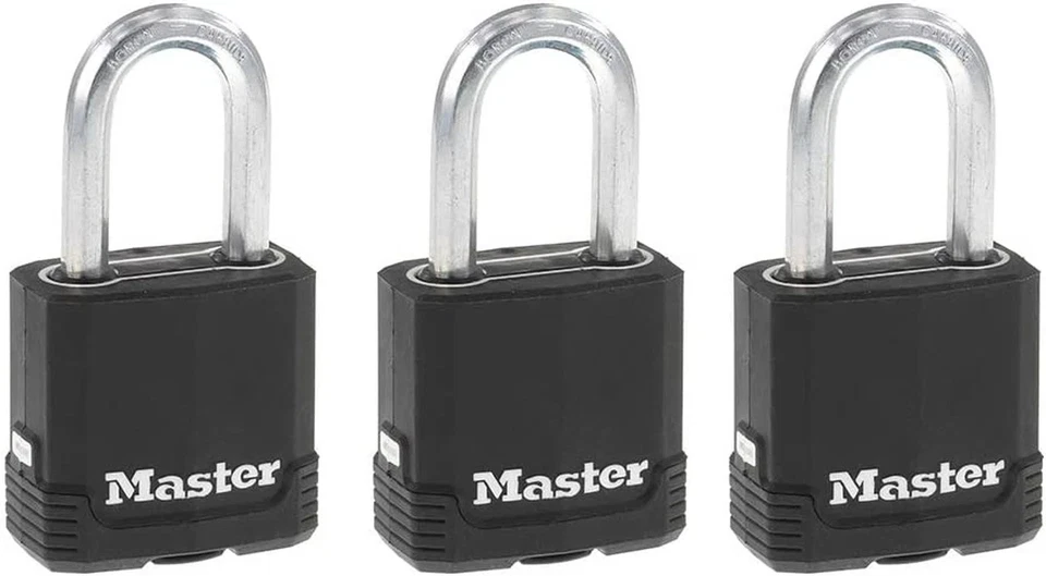 Master Lock Black Magnum Keyed-Alike Padlocks with All-Weather Cover, Outdoor Lo