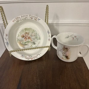 Piatto ciotola Beatrix Potter Mr Jeremy Fisher 1986 Bone China Royal Albert Inghilterra - Foto 1 di 20