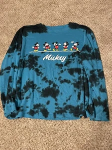 Disney Mickey Mouse Long Sleeve Shirt Size XL 15 17 Blue Tie Die - Picture 1 of 3