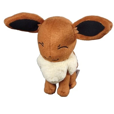 Pokemon Eevee 7” Plush Stuffed Animal Tomy 2017 Closed Eyes - Image 1 of 4
