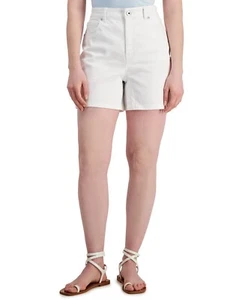 Women's Style & Co High-Rise Boyfriend Shorts Bright White Sz 6 Defect - Picture 1 of 5