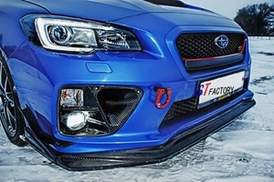 CARBON FRONT LIP SPOILER V STYLE FOR 2015+ SUBARU WRX & WRX STI USE ONLY - Picture 1 of 8