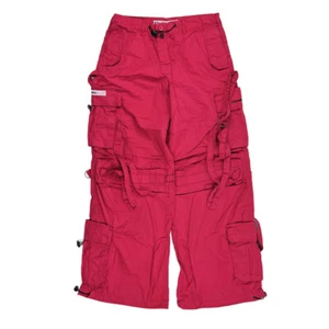 Vintage Criminal Damage Cargo Trousers Drome Parachute Pants Hot Pink Grunge - Picture 1 of 3
