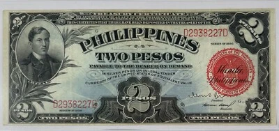 Filipinas (#316) 1936 2 Pesos Firmado a mano por "Joe E Brown" el comediante, Foto 1 de 2