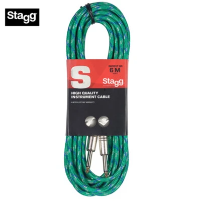 Cable de instrumento de guitarra de tweed vintage Stagg serie S de 20 pies - verde SGC6VT GR Foto 1 de 2