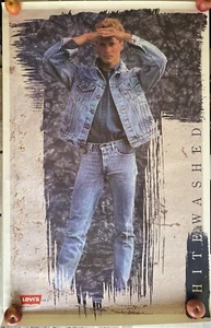 LEVI'S JEANS 35x55 Vintage années 80/90s AFFICHE BOUTIQUE LEVIS BLANCHI À LA CHAUX - Photo 1/12