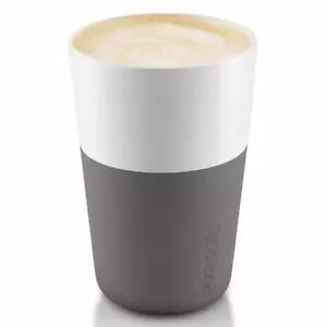 Eva Solo Caffé Latte-Becher Milchkaffee 2er-Set Porzellan/Silikon Grau 360ml NEU - Bild 1 von 3