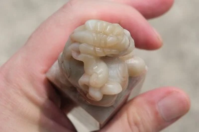 0015 Natural Shoushan Stone Seal with Pixiu Carving, Ideal for Seal Engraving - Image 1 of 4