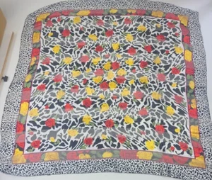 City Silk Co Citysilk Scarf 40x40" Polyester Red Yellow Rose Animal Print - Picture 1 of 13