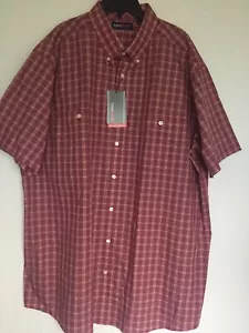 Roundtree Yorke Travel 4XB Button Front Short Sleeve Big & Tall Red NWT Mens - Picture 1 of 6