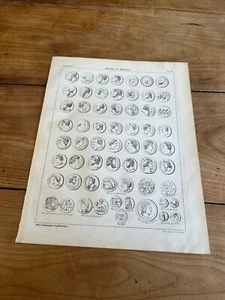 Historical & Picturesque Atlas Engraving N15 Antique Coins Medals - Picture 1 of 2