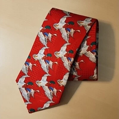 Vintage Ducks Unlimited Mens Neck Tie Red Mallard Duck - Image 1 of 4