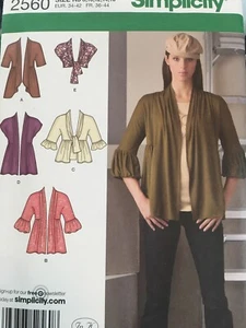 Simplicity misses cardigan sewing patterns size 8-16 length sleeve front variati - Picture 1 of 2