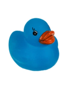 Kinder Leucht Badeente Quietsche-Ente Glow in the Dark Gummi Plastikente Blau - Bild 1 von 4