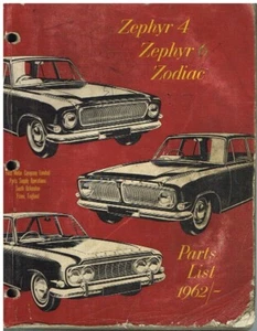 FORD ZEPHYR 4 MK3 ZEPHYR 6 MK3 ZODIAC MK3 1962- ORIGINAL FACTORY PARTS CATALOGUE - Picture 1 of 1