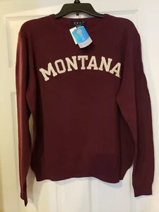 Men's University of MONTANA Crewneck Lightweight Sweater Maroon NWT Size MEDIUM  - Picture 1 of 5