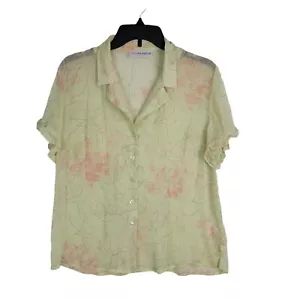 SAG HARBOR Petite Damen Bluse Größe Large (gemessen) grün bunt geblümt transparent - Bild 1 von 9