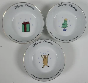 3 Merry Brite Merry Christmas Bowls ~ 6.5" ~ Tree, Reindeer, Present - Picture 1 of 10