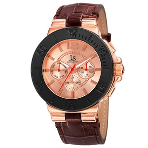 Herren Joshua & Sons JS96RGBR Two Time Zone Datum Komplikation Lederarmband Uhr - Bild 1 von 7