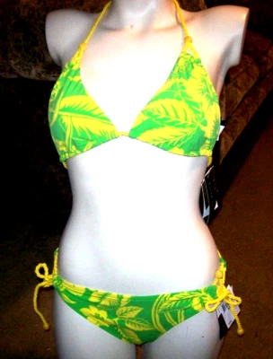 NUEVO NUEVO CON ETIQUETAS TRAJE DE BAÑO RALPH LAUREN bikini verde amarillo talla Xpequeño traje de baño floral XS Foto 1 de 3