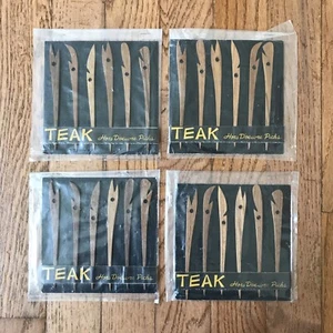 NEW Lot of 4 MCM Mid Century Modern TEAK Hors D'Oeuvre Cocktail Picks Packs of 6 - Picture 1 of 6