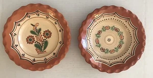 Hungarian Terracotta Plates 8.75” Handmade Lot of 2 - Picture 1 of 14