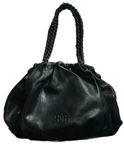 SHOULDER SLOUCH BAG DESIGNER MODALU GENUINE SOFT BLACK LEATHER CHAIN STRAP - Picture 1 of 7