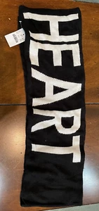 NWT J. Crew Crewcuts Girls Black White HEART Winter Scarf One Size - Picture 1 of 2