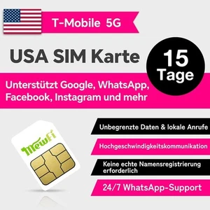 T-Mobile USA SIM-Karte ? Unbegrenzte Anrufe & Daten für USA-Reisen ? 4G - Bild 1 von 9