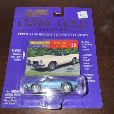 1/64 Johnny Lightning Classic Gold #28 Blue 1974 Olds Cutlass Convertible - Image 1 of 4