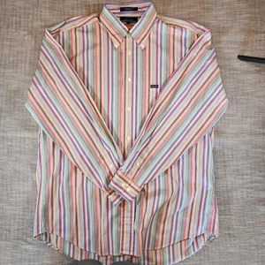 Faconnable button down dress shirt multi-color striped shirt 100% cotton Sz L - Picture 1 of 9