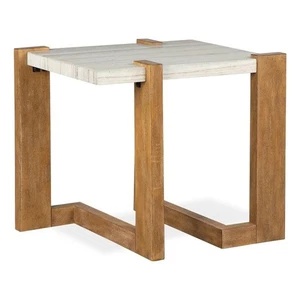 Bowery Hill Contemporary Honey Wheat Wood Rectangular End Table - Picture 1 of 5